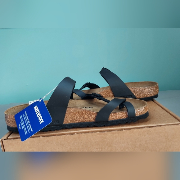 Birkenstock Black Leather Sandals Women Size 11 (EU 42) Or Men's Size 9 NWT - Picture 2 of 16